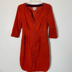 Anthropologie Maeve sz 0 Corduroy Button Dress